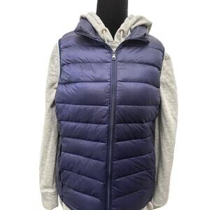 Sarin Mathews Down Puffer Vest Purple Quilted Zip Front Lightweight Small